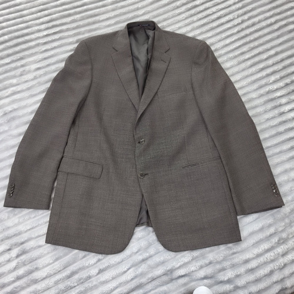 Hart Schaffner Marx Mens 48L Brown Gray Micro Check Blazer Sport Coat USA Made
